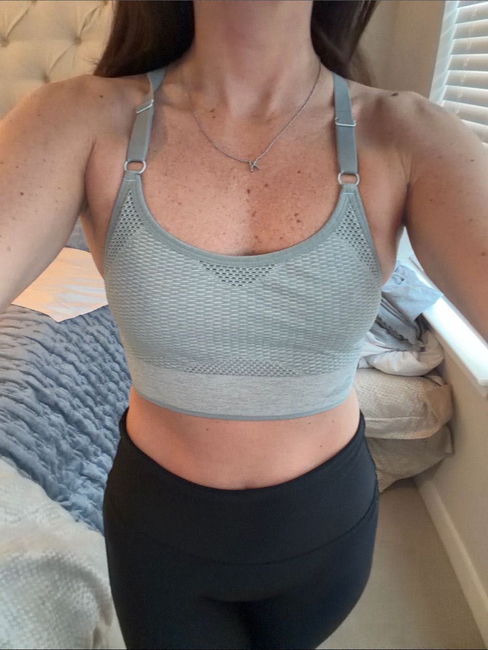Avia Light Gray Mesh Support Sports Bra